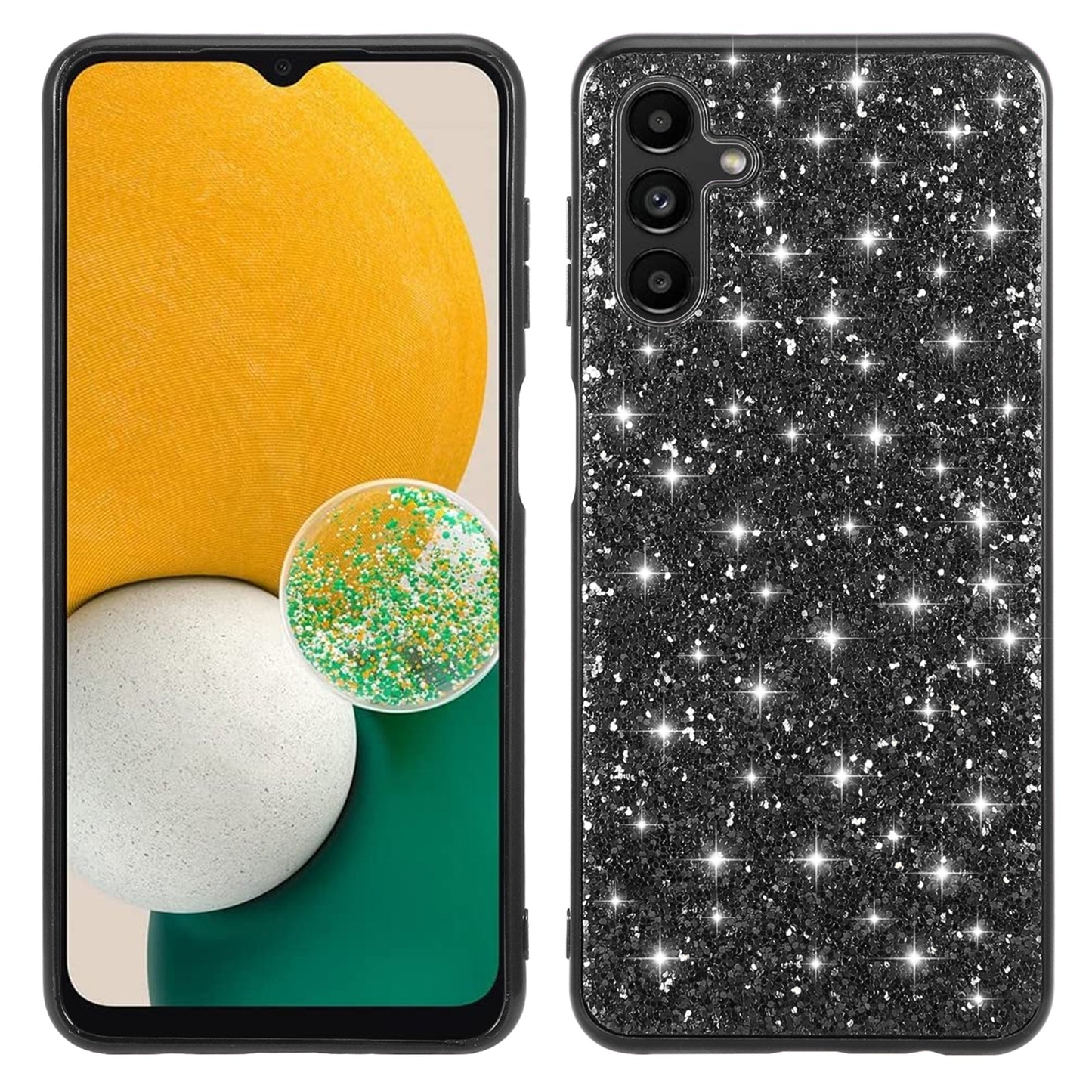 For Samsung Galaxy A34 5G Glitter Phone Case TPU Frame Hard PC Back Electroplating Phone Cover