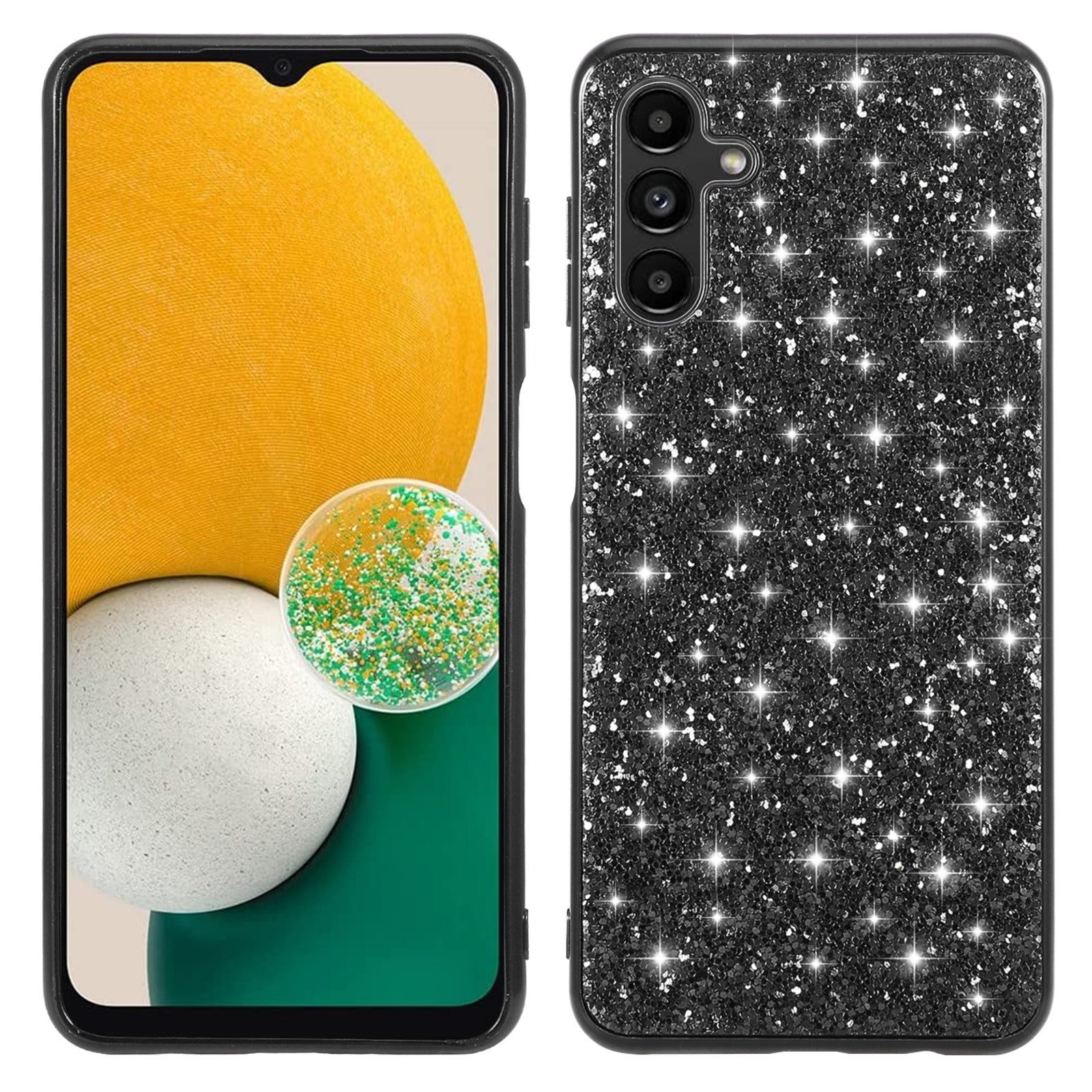 For Samsung Galaxy A34 5G Glitter Phone Case TPU Frame Hard PC Back Electroplating Phone Cover
