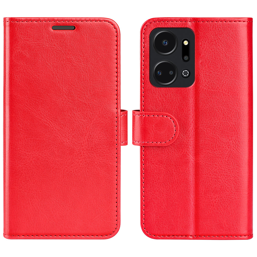 Cell Phone Case for Honor X7a 4G , PU Leather Crazy Horse Texture Flip Shockproof Phone Cover Stand Wallet