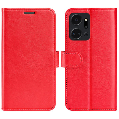 Cell Phone Case for Honor X7a 4G , PU Leather Crazy Horse Texture Flip Shockproof Phone Cover Stand Wallet