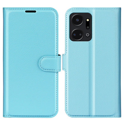 For Honor X7a 4G Stand Wallet PU Leather Phone Case Litchi Texture Anti-scratch Phone Cover