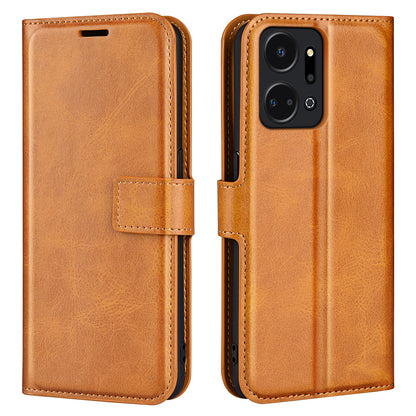Cell Phone Case For Honor X7a 4G , Wallet Square Magnetic Clasp Calf Texture Stand Phone Cover