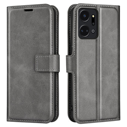 Cell Phone Case For Honor X7a 4G , Wallet Square Magnetic Clasp Calf Texture Stand Phone Cover