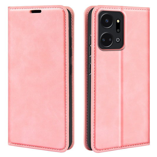 For Honor X7a 4G Magnetic Auto Closing Skin-touch Feeling Stand Wallet Leather Cell Phone Case
