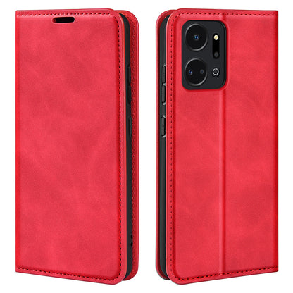For Honor X7a 4G Magnetic Auto Closing Skin-touch Feeling Stand Wallet Leather Cell Phone Case