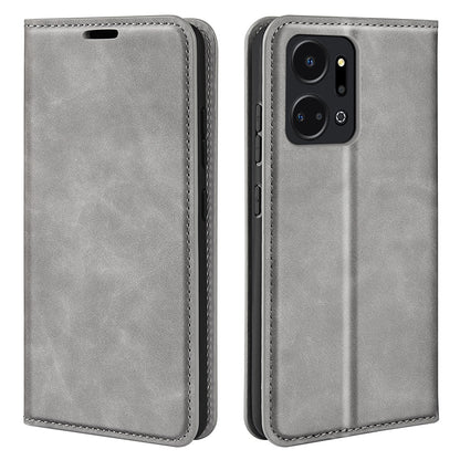 For Honor X7a 4G Magnetic Auto Closing Skin-touch Feeling Stand Wallet Leather Cell Phone Case