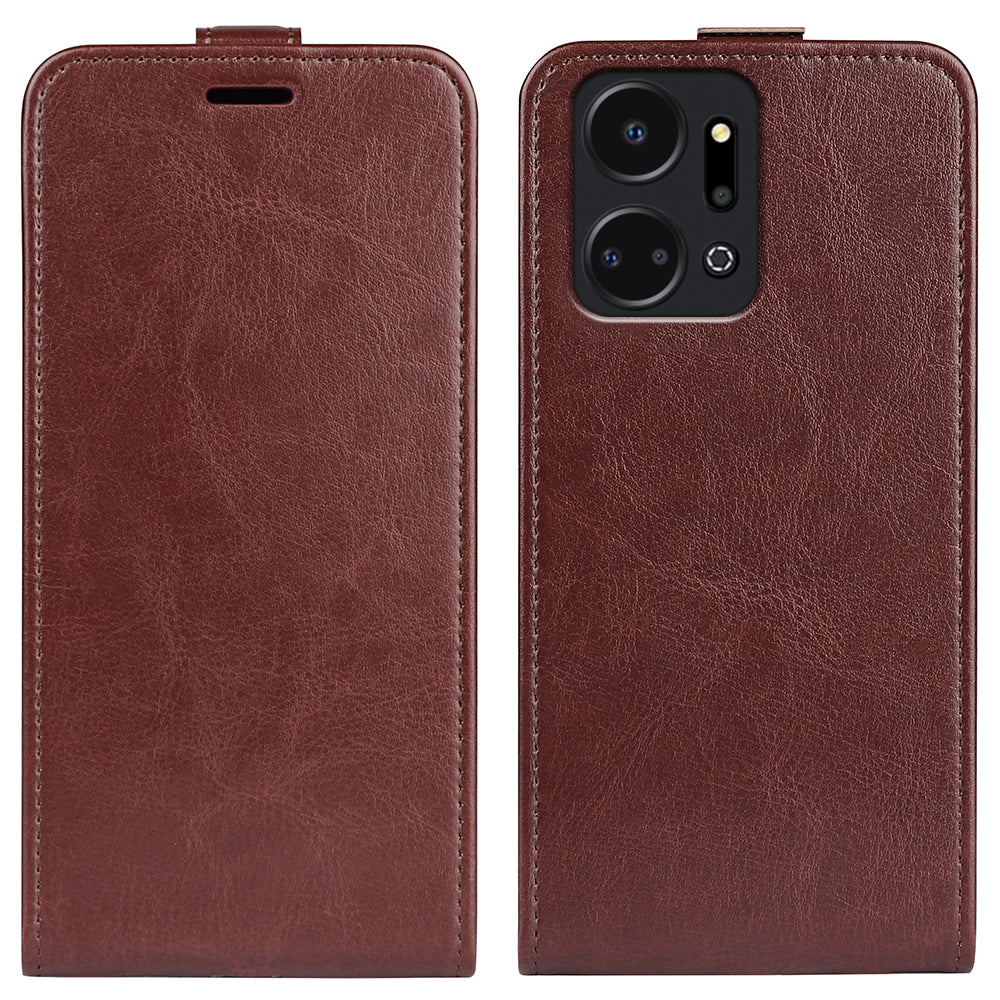 For Honor X7a 4G Crazy Horse Texture Leather Phone Case Card Slot Vertical Flip Cover