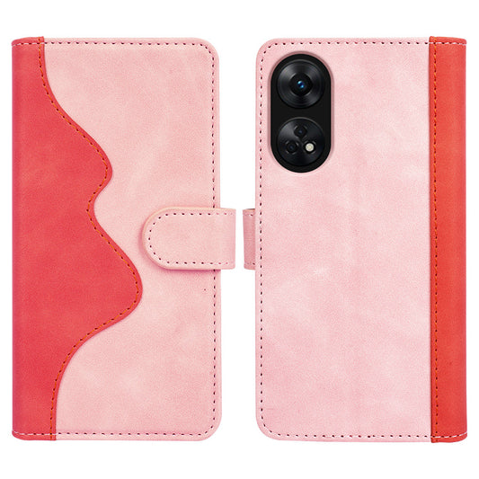 For Oppo Reno8 T 4G Dual Color Splicing Cell Phone Case with Stand Wallet Leather Protective Phone Cover