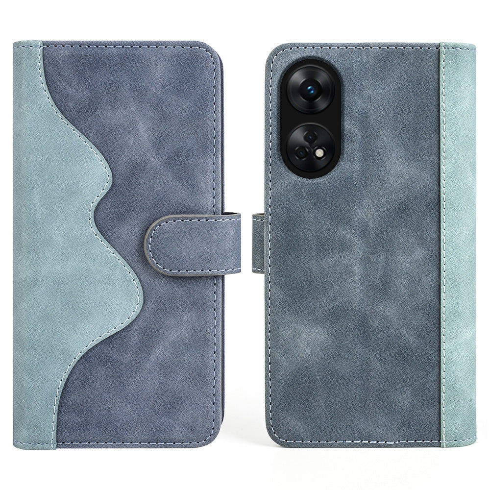 For Oppo Reno8 T 4G Dual Color Splicing Cell Phone Case with Stand Wallet Leather Protective Phone Cover