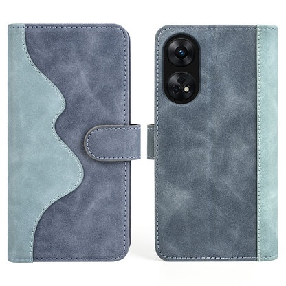 For Oppo Reno8 T 4G Dual Color Splicing Cell Phone Case with Stand Wallet Leather Protective Phone Cover