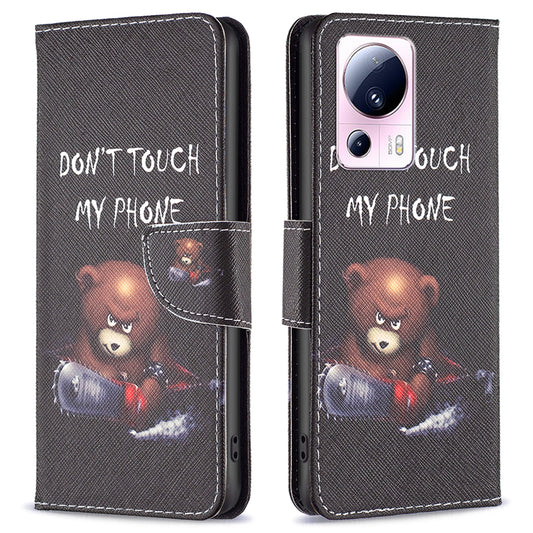BF Pattern Printing Leather Series-1 For Xiaomi 13 Lite / Civi 2 5G Anti-drop Phone Case PU Leather Wallet Stand Cover