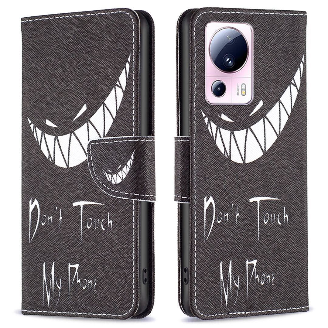 BF Pattern Printing Leather Series-1 For Xiaomi 13 Lite / Civi 2 5G Anti-drop Phone Case PU Leather Wallet Stand Cover