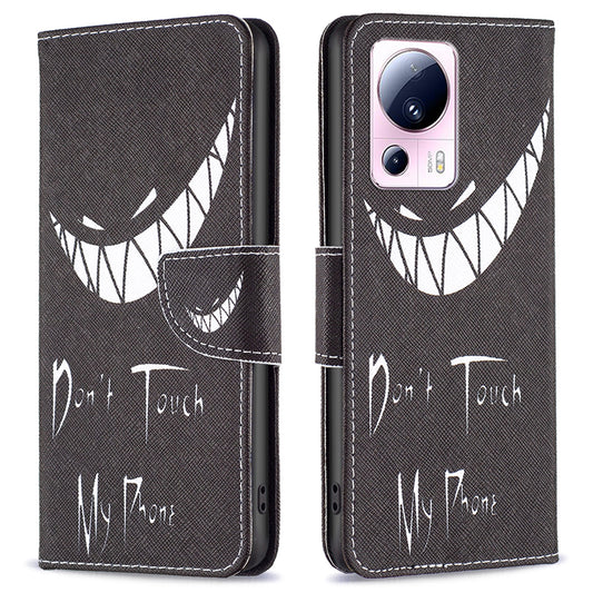 BF Pattern Printing Leather Series-1 For Xiaomi 13 Lite / Civi 2 5G Anti-drop Phone Case PU Leather Wallet Stand Cover