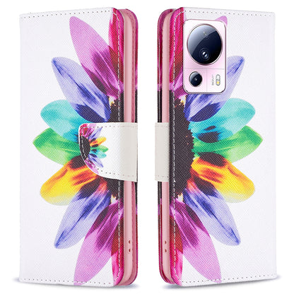 BF Pattern Printing Leather Series-1 For Xiaomi 13 Lite / Civi 2 5G Anti-drop Phone Case PU Leather Wallet Stand Cover