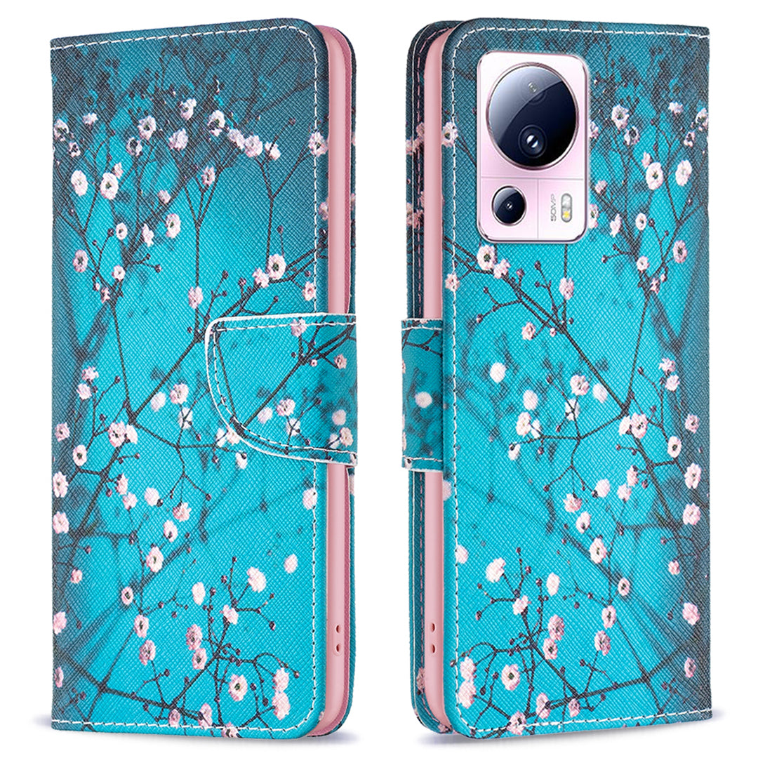 BF Pattern Printing Leather Series-1 For Xiaomi 13 Lite / Civi 2 5G Anti-drop Phone Case PU Leather Wallet Stand Cover