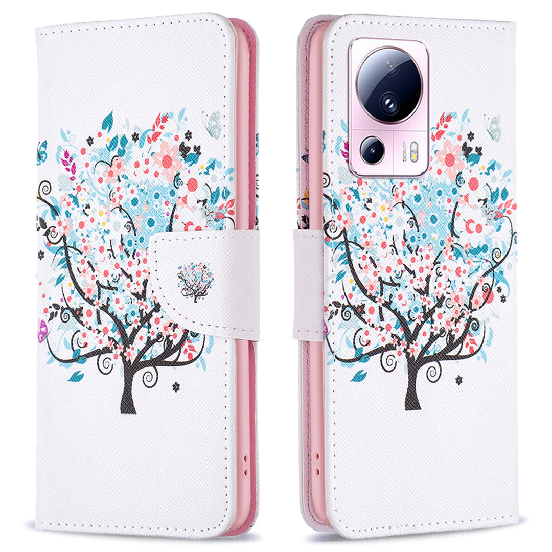 BF Pattern Printing Leather Series-1 For Xiaomi 13 Lite / Civi 2 5G Anti-drop Phone Case PU Leather Wallet Stand Cover