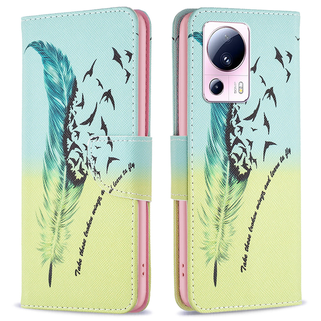 BF Pattern Printing Leather Series-1 For Xiaomi 13 Lite / Civi 2 5G Anti-drop Phone Case PU Leather Wallet Stand Cover