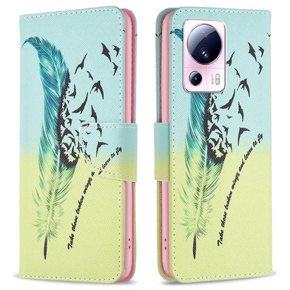 BF Pattern Printing Leather Series-1 For Xiaomi 13 Lite / Civi 2 5G Anti-drop Phone Case PU Leather Wallet Stand Cover