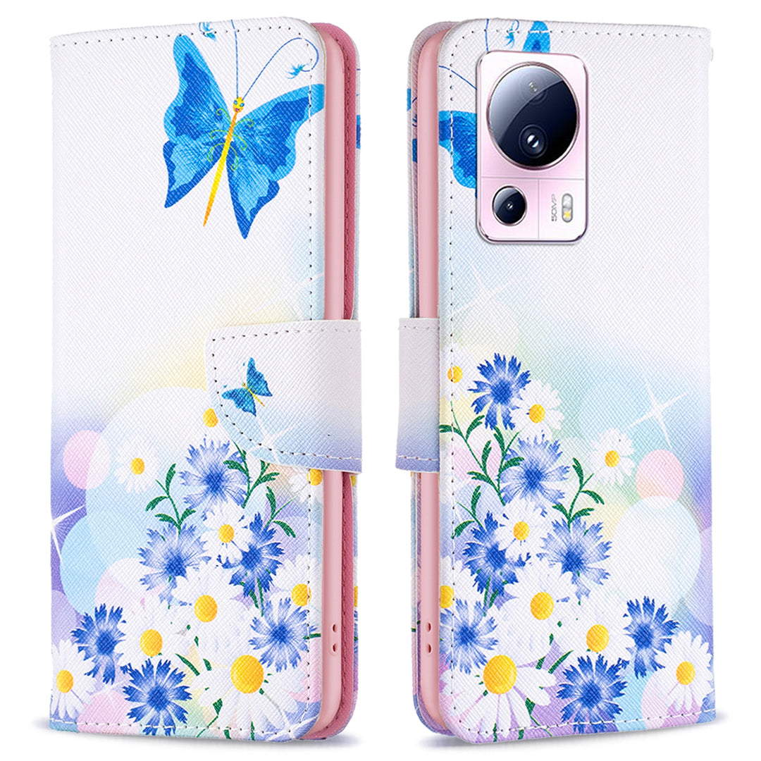 BF Pattern Printing Leather Series-1 For Xiaomi 13 Lite / Civi 2 5G Anti-drop Phone Case PU Leather Wallet Stand Cover