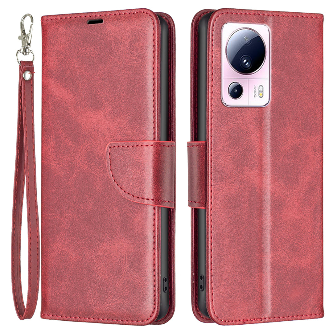 BF Leather Series-4 for Xiaomi 13 Lite / Civi 2 5G Stand Phone Case PU Leather Wallet Phone Cover with Strap