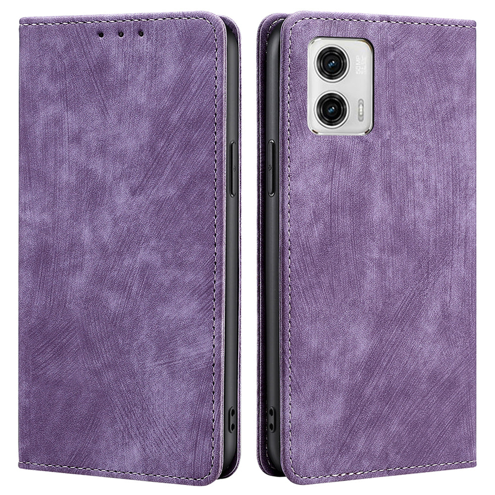 For Motorola Moto G73 5G Magnetic RFID Blocking Protective Cover Leather Wallet Phone Case with Stand