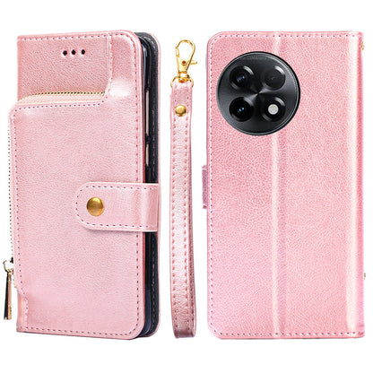 For OnePlus Ace 2 5G / 11R 5G Phone Wallet Case Zipper Pocket Leather Stand Phone Cover with Strap