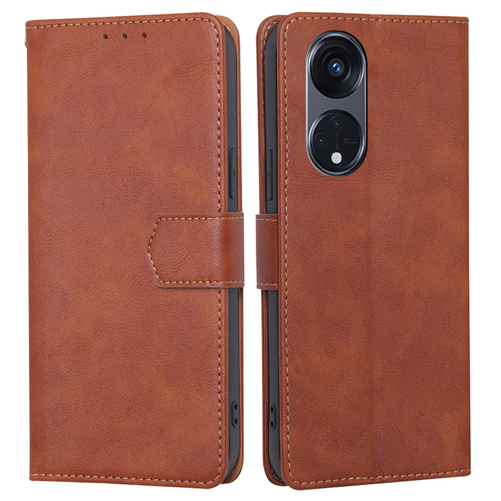 For Oppo Reno8 T 5G / A1 Pro 5G RFID Blocking Leather Wallet Phone Case Cowhide Texture Stand Cover
