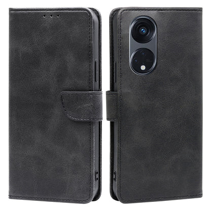 For Oppo Reno8 T 5G / A1 Pro 5G Calf Texture Leather Case Anti-scratch Wallet Stand Phone Cover