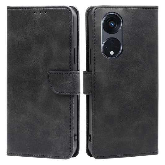 For Oppo Reno8 T 5G / A1 Pro 5G Calf Texture Leather Case Anti-scratch Wallet Stand Phone Cover