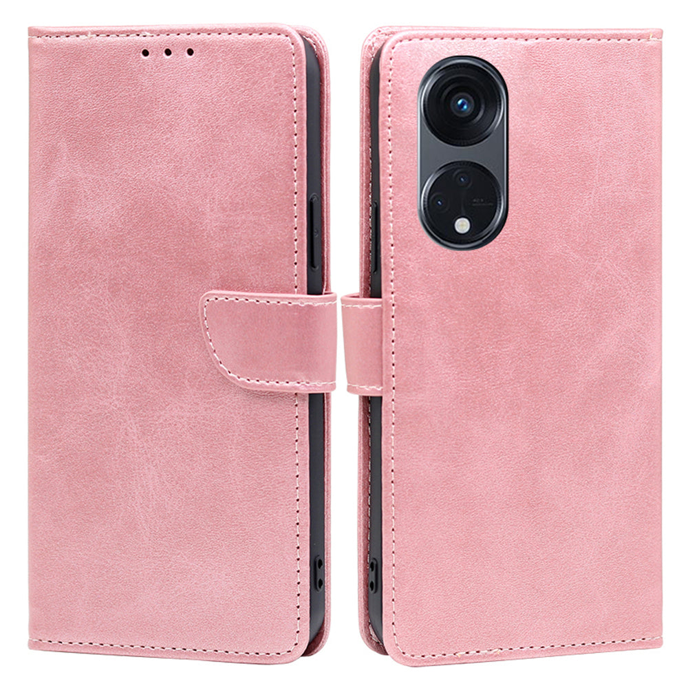 For Oppo Reno8 T 5G / A1 Pro 5G Calf Texture Leather Case Anti-scratch Wallet Stand Phone Cover