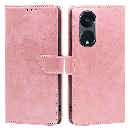 For Oppo Reno8 T 5G / A1 Pro 5G Calf Texture Leather Case Anti-scratch Wallet Stand Phone Cover