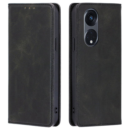 For Oppo Reno8 T 5G / A1 Pro 5G Calf Texture Phone Case Magnetic Auto-absorbed Wallet Leather Stand Cover