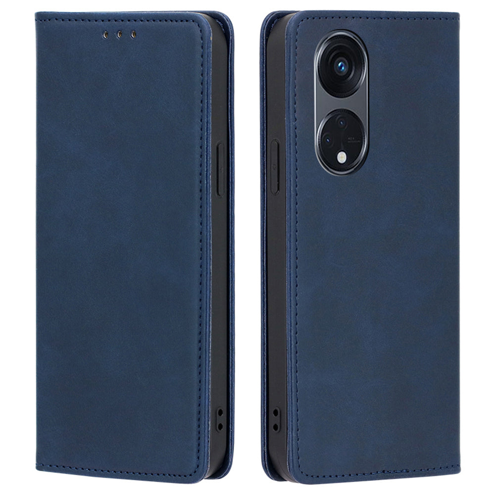For Oppo Reno8 T 5G / A1 Pro 5G Calf Texture Phone Case Magnetic Auto-absorbed Wallet Leather Stand Cover
