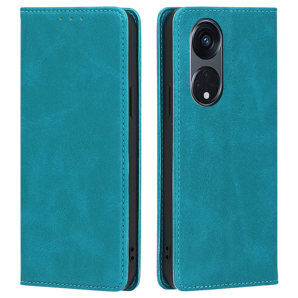 For Oppo Reno8 T 5G / A1 Pro 5G Calf Texture Phone Case Magnetic Auto-absorbed Wallet Leather Stand Cover