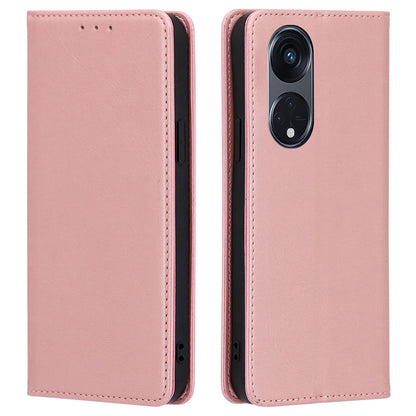 For Oppo Reno8 T 5G / A1 Pro 5G Calf Texture Phone Case Magnetic Auto-absorbed Wallet Leather Stand Cover