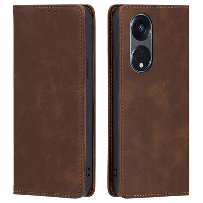 For Oppo Reno8 T 5G / A1 Pro 5G Calf Texture Phone Case Magnetic Auto-absorbed Wallet Leather Stand Cover