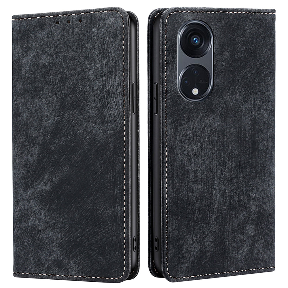 For Oppo Reno8 T 5G / A1 Pro 5G Protective Stand Cover Magnetic RFID Blocking Leather Phone Case with Wallet