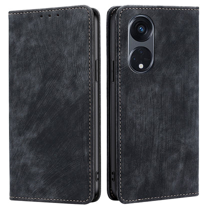 For Oppo Reno8 T 5G / A1 Pro 5G Protective Stand Cover Magnetic RFID Blocking Leather Phone Case with Wallet