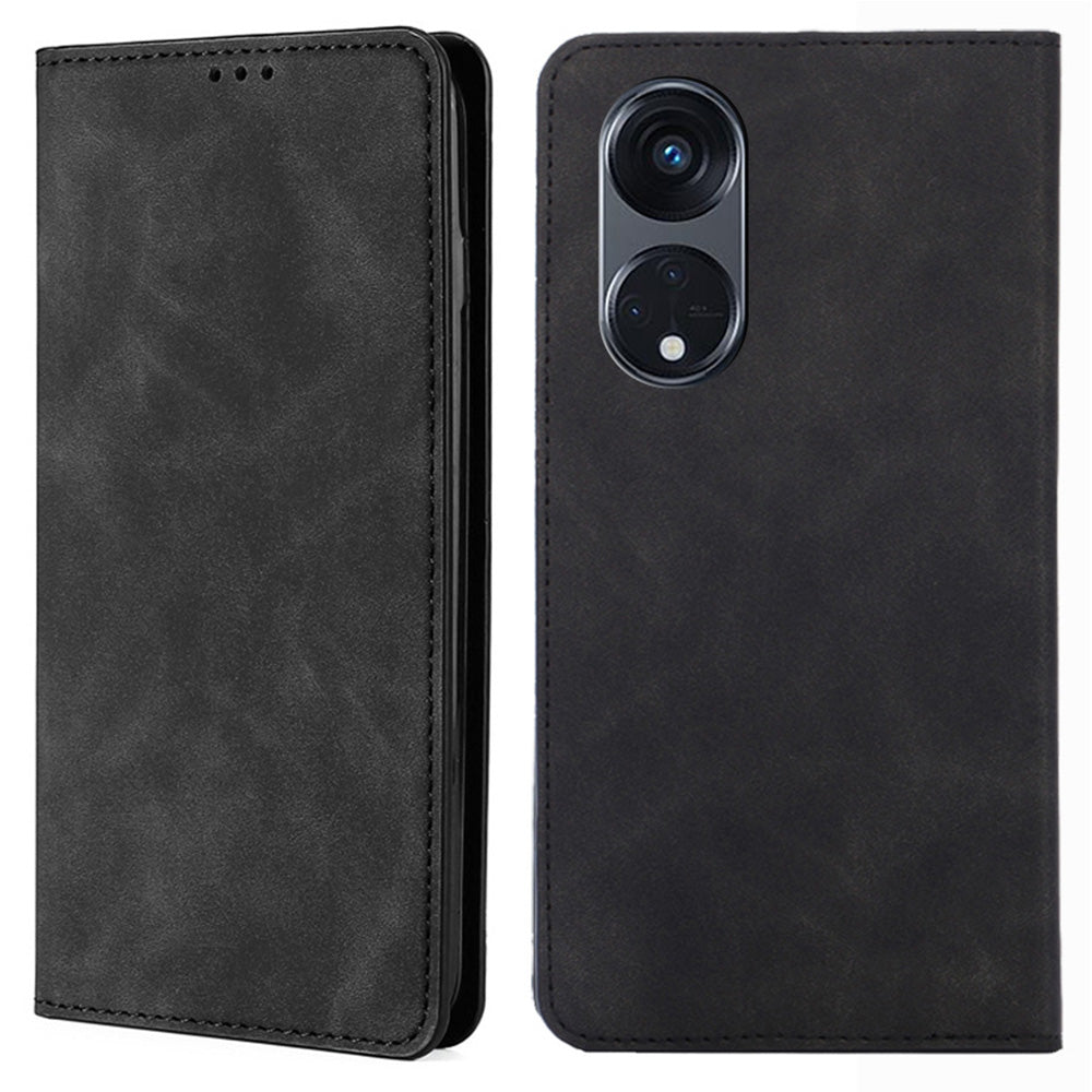 For Oppo Reno8 T 5G / A1 Pro 5G Card Holder PU Leather Flip Case Stand Skin-touch Phone Cover