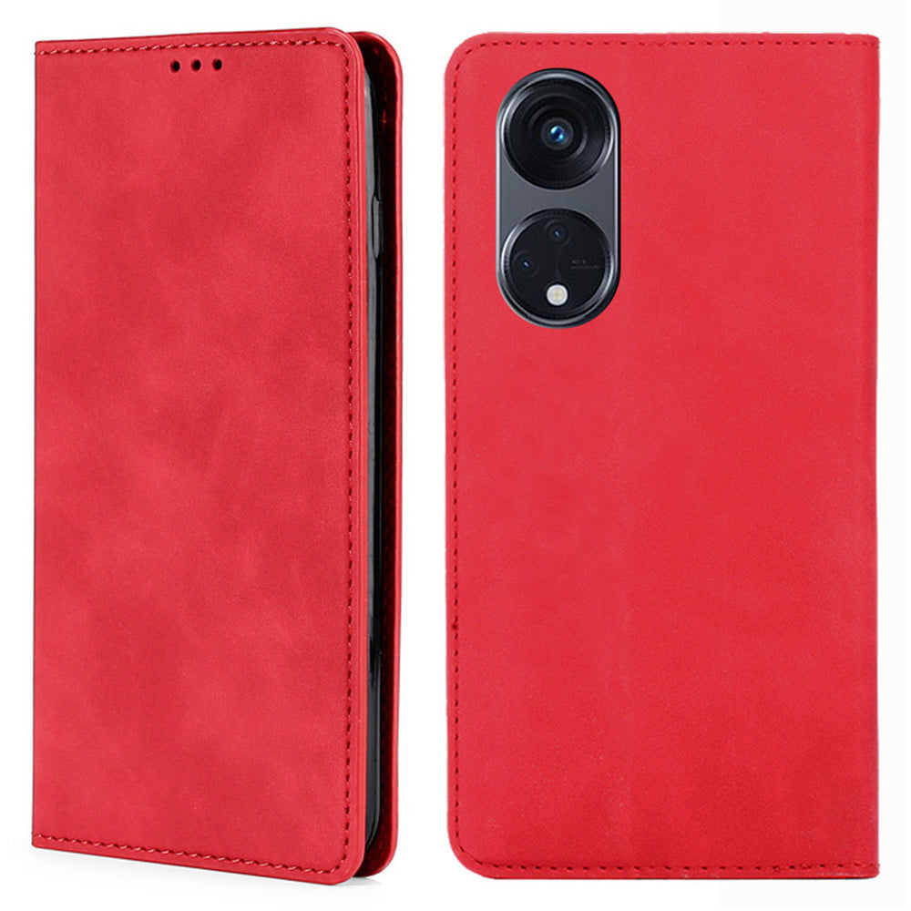 For Oppo Reno8 T 5G / A1 Pro 5G Card Holder PU Leather Flip Case Stand Skin-touch Phone Cover