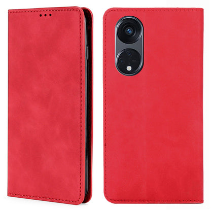 For Oppo Reno8 T 5G / A1 Pro 5G Card Holder PU Leather Flip Case Stand Skin-touch Phone Cover