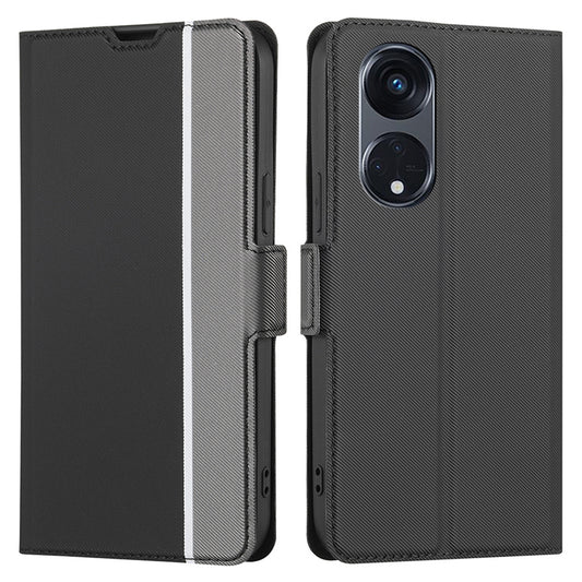 For Oppo Reno8 T 5G / A1 Pro 5G Phone Leather Case Card Holder Stand Twill Texture Phone Cover