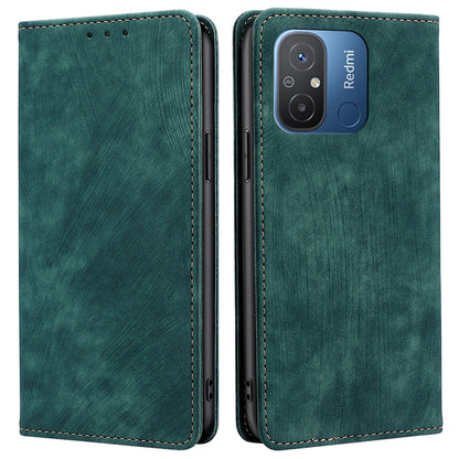 For Xiaomi Redmi 12C 4G RFID Blocking Protective Cover Magnetic Leather Wallet Phone Stand Case