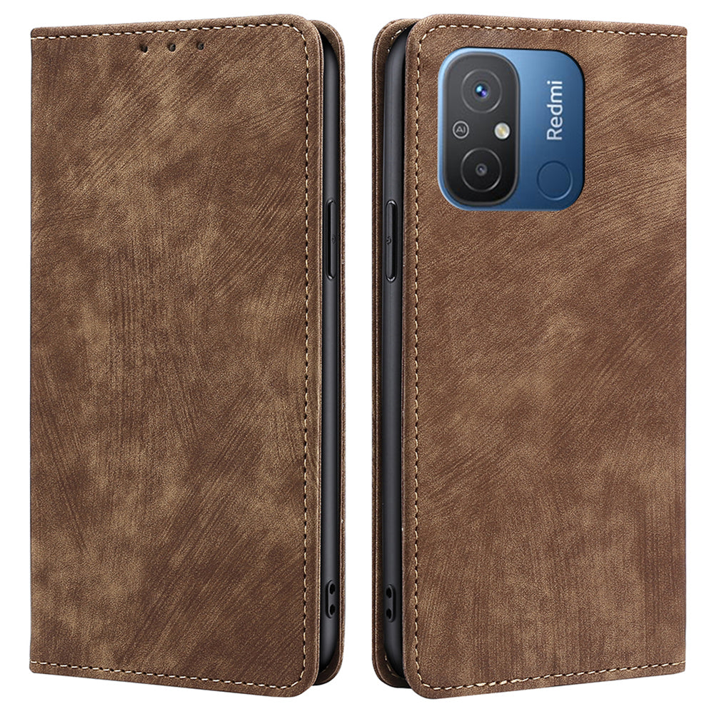 For Xiaomi Redmi 12C 4G RFID Blocking Protective Cover Magnetic Leather Wallet Phone Stand Case
