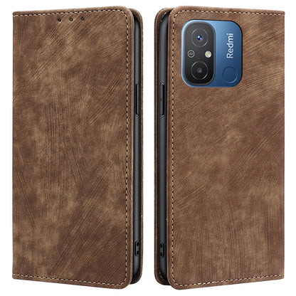 For Xiaomi Redmi 12C 4G RFID Blocking Protective Cover Magnetic Leather Wallet Phone Stand Case