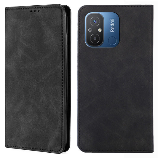 For Xiaomi Redmi 12C 4G Card Holder PU Leather Flip Case Skin-touch Phone Stand Cover