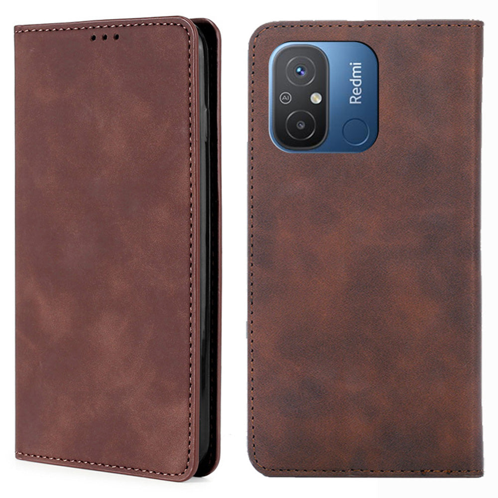 For Xiaomi Redmi 12C 4G Card Holder PU Leather Flip Case Skin-touch Phone Stand Cover