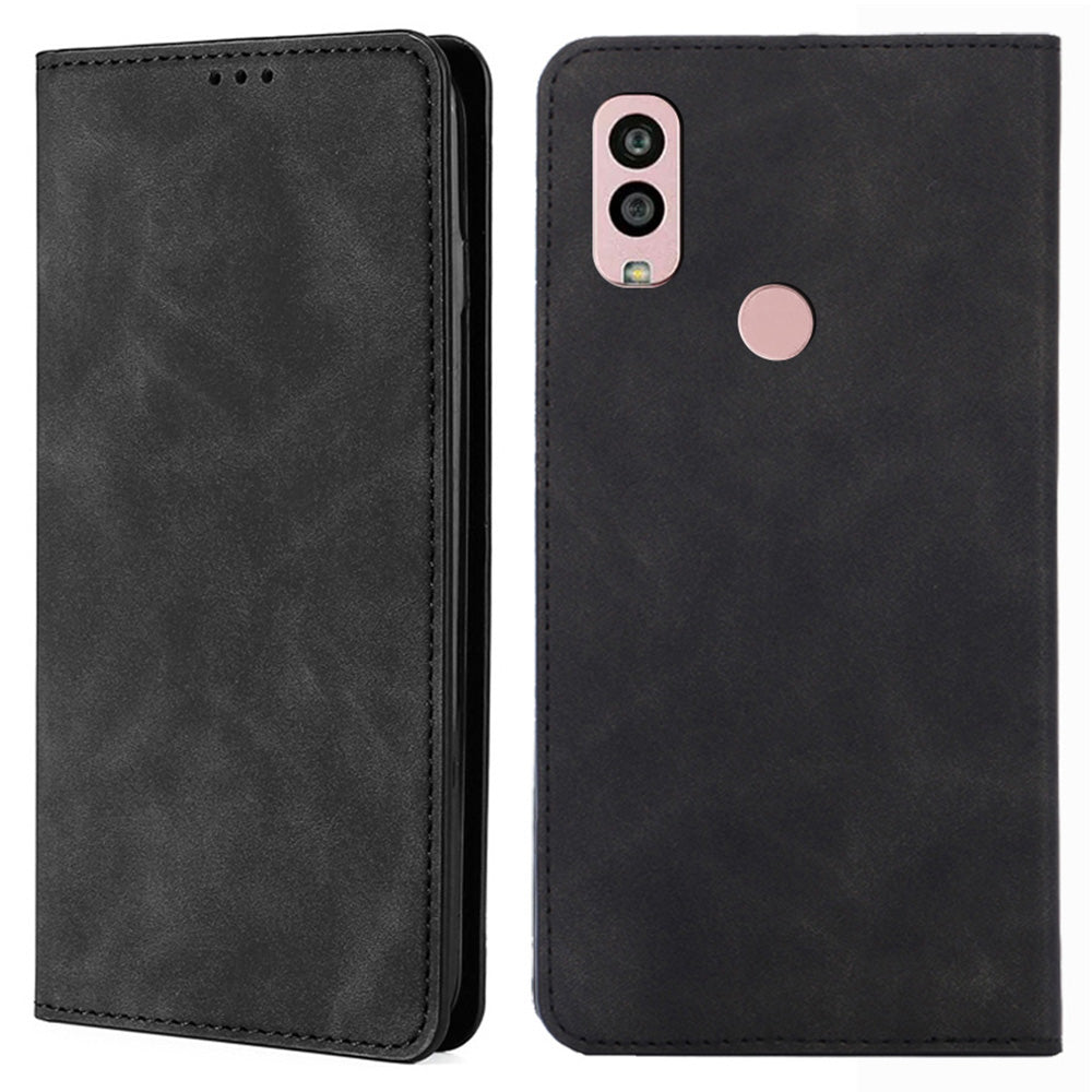 For Kyocera Android One S10 Card Holder Flip Case PU Leather Skin-touch Phone Stand Cover