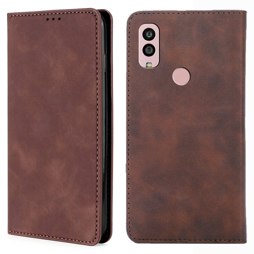 For Kyocera Android One S10 Card Holder Flip Case PU Leather Skin-touch Phone Stand Cover