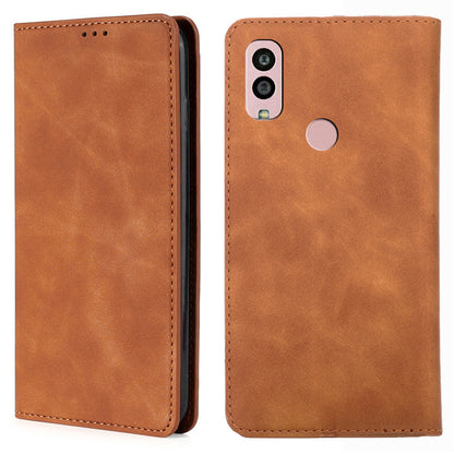 For Kyocera Android One S10 Card Holder Flip Case PU Leather Skin-touch Phone Stand Cover